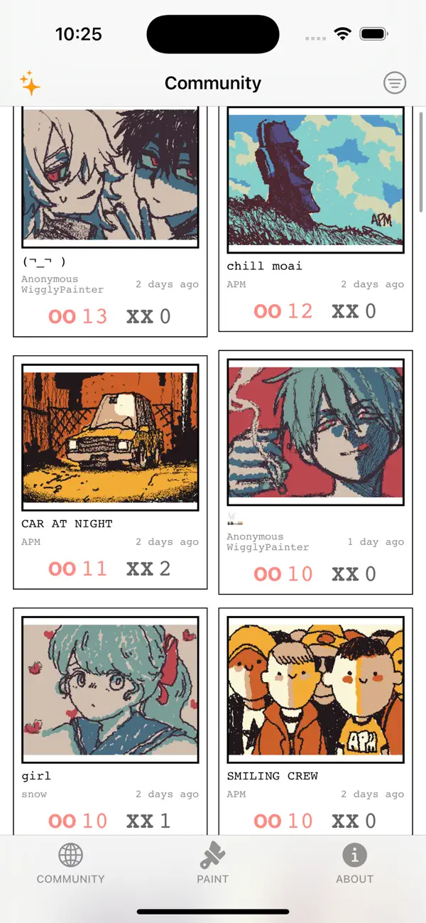 WigglyPaint community feed